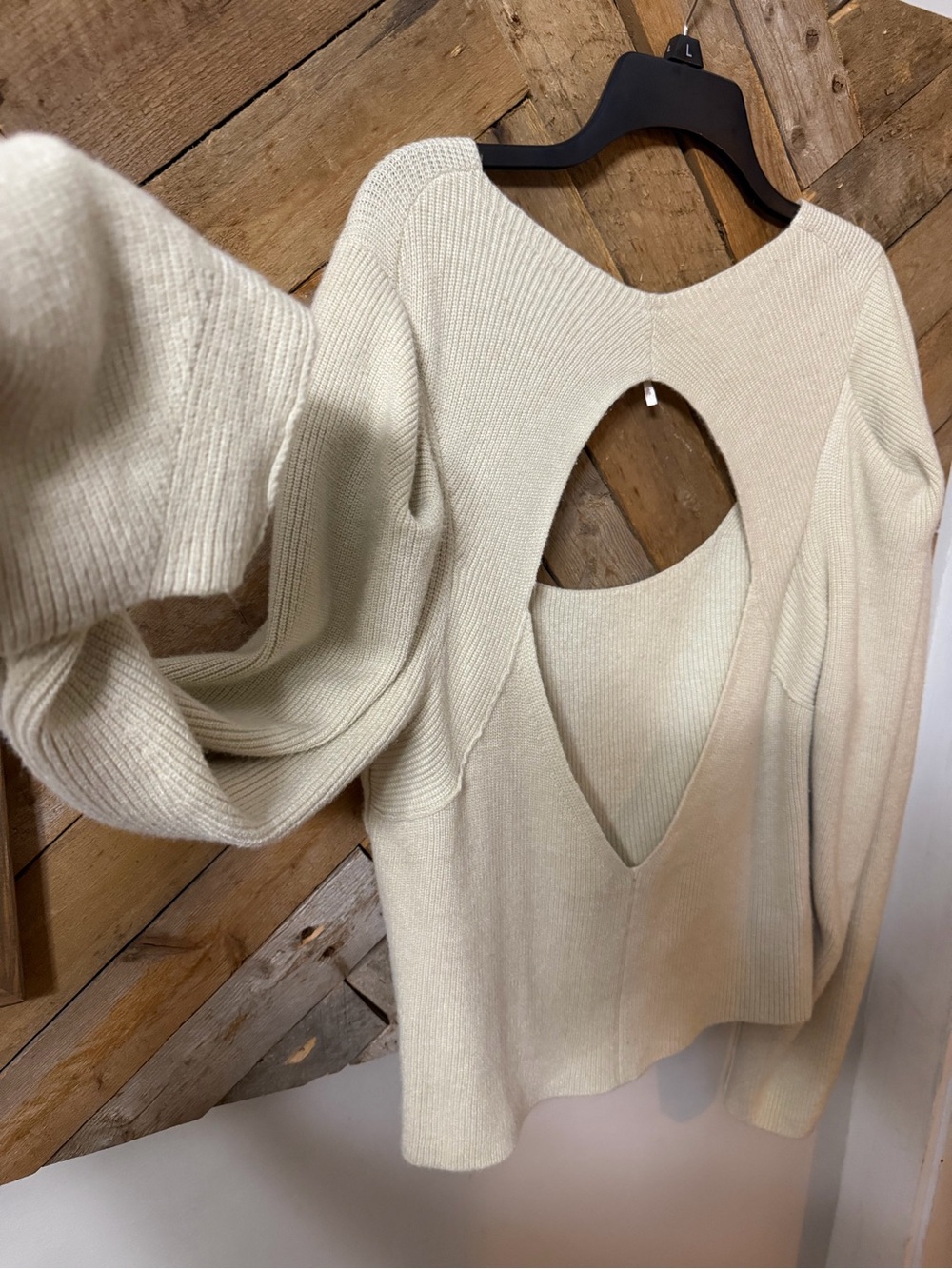 Free People Cream Ribbed Open-Back Pullover Sweater - Picture 5 of 5